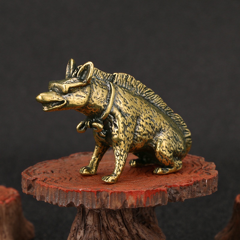 Vintage Collectible Ornaments - Латунные статуи Hyaenidae с глазами, миниатюрные
