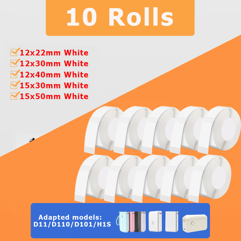 Typewriter Ribbon Roll - 10 рулонов официальных этикеток NiiMBOT D110