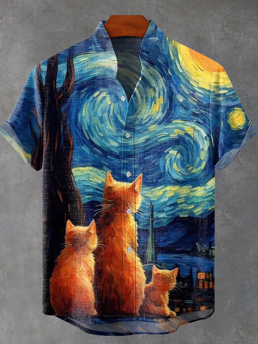 Vintage Collectible Shop - Винтажная мужская льняная рубашка с коротким