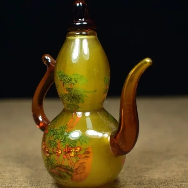 Vintage Collectible Glassware - Винтажная стеклянная бутылка-горлянка с глазурью и