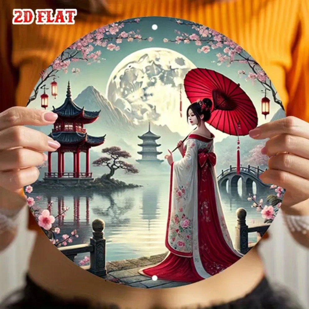 Vintage Collectible Plates - Винтажная японская металлическая табличка с сакурой