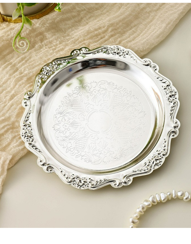 Vintage Collectible Dishes - Винтажный металлический тарелка-поднос с тиснением, роскошная