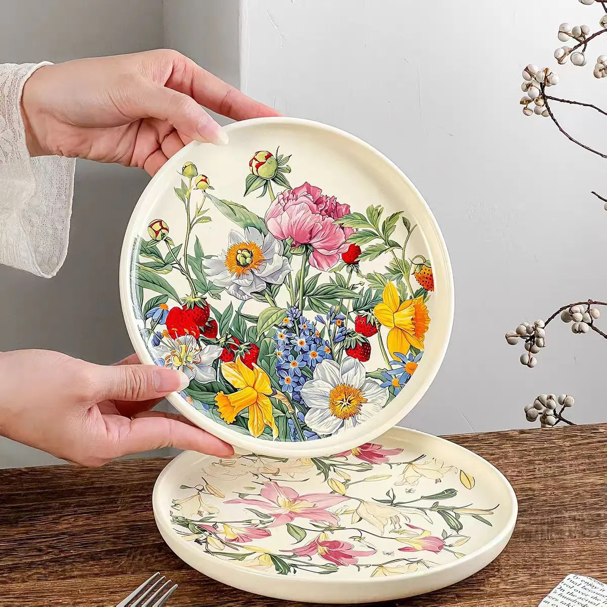 Vintage Collectible Dishes - Креативная Романтическая Цветочная Керамическая Тарелка, 8-дюймовое